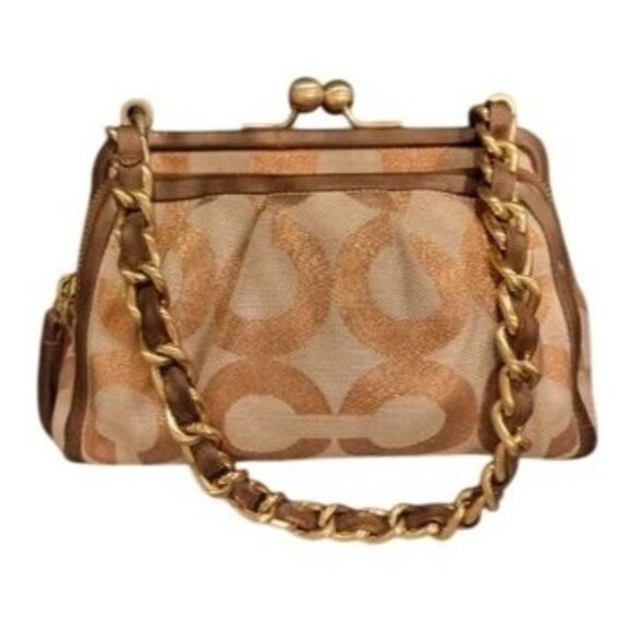 Coach Handbags - COACH 2009 Parker OP Art Frame Kisslock Triple Compartment Signature Sufflette
